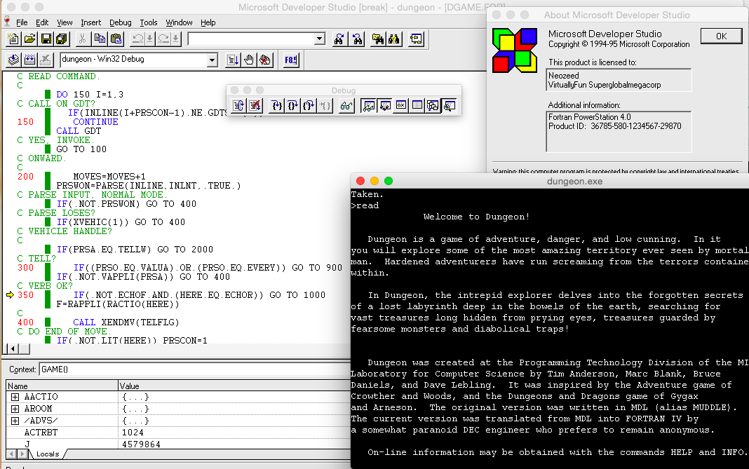 Microsoft Fortran Powerstation 4.0 Serial code