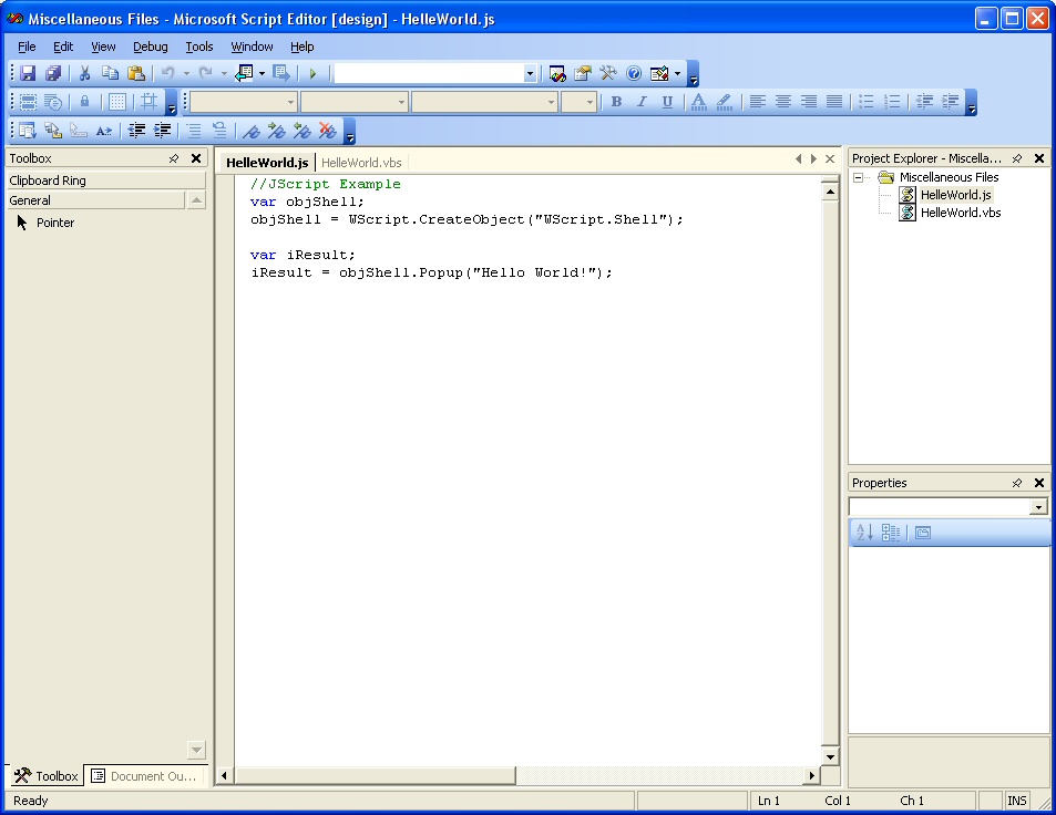microsoft script debugger for vbscript