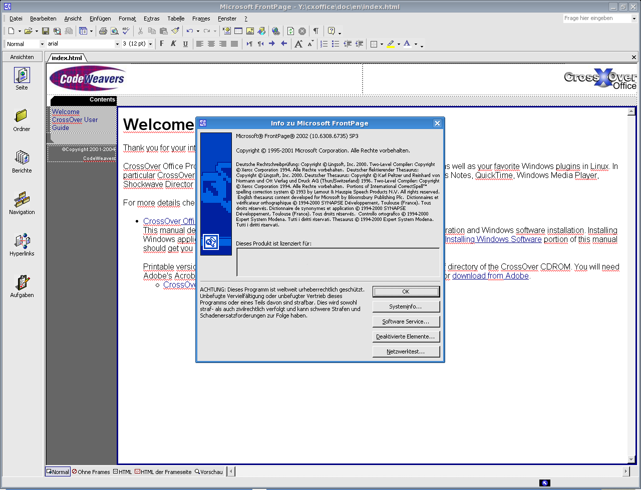 Microsoft FrontPage 2002 (XP) | Compatibility Database | CodeWeavers