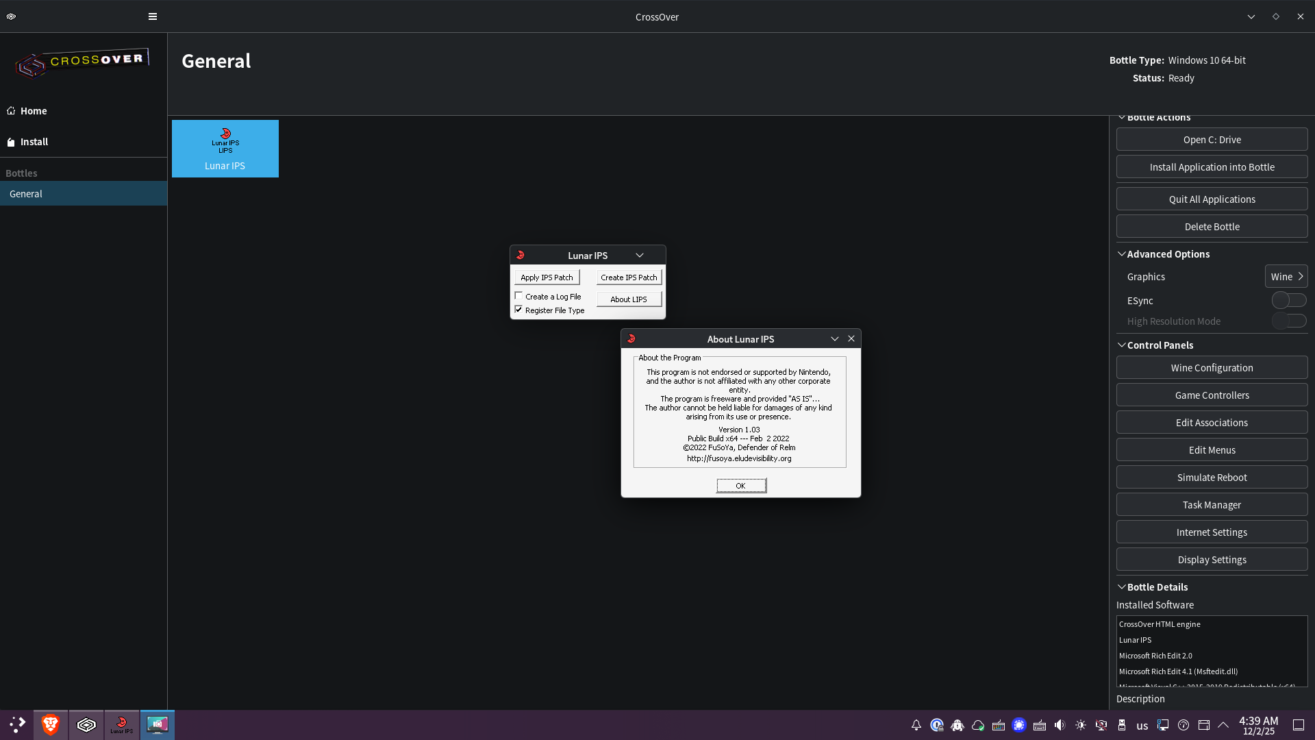 Will Lunar IPS 1.03 run on Mac or Linux? | CodeWeavers