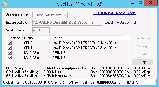 macminer with nicehash