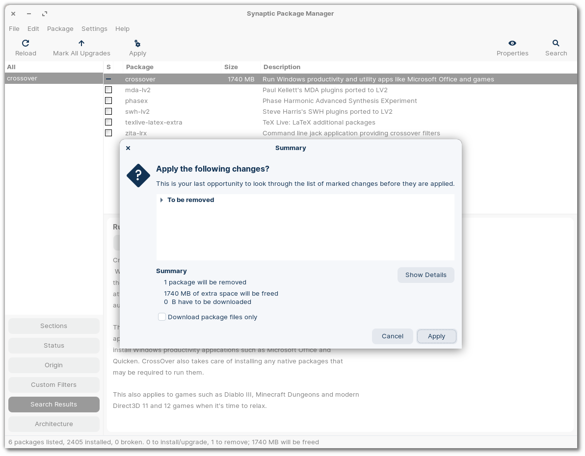 Removing Crossover Linux Knowledge Base CodeWeavers